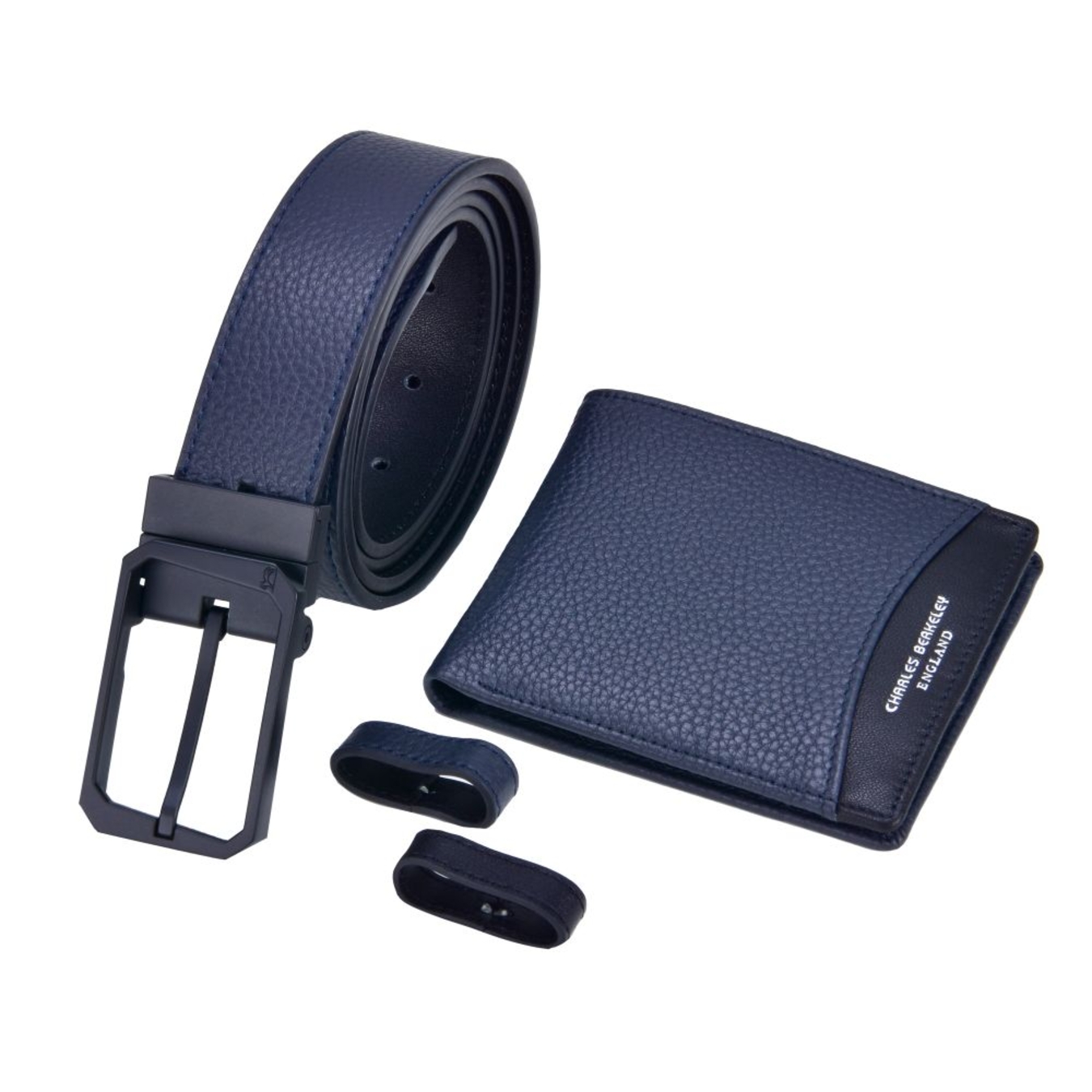 Tumbled Leather Wallet & Tumbled Belt (Matte Black Buckle) Gift Set 